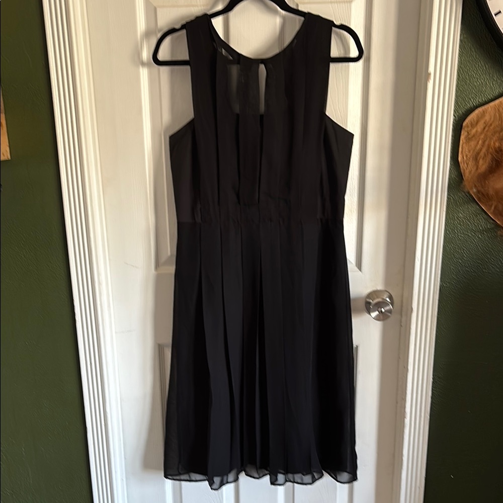Ann Taylor Black Pleated Halter Midi Dress